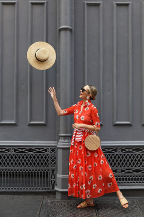 Ganni Red Floral Dress